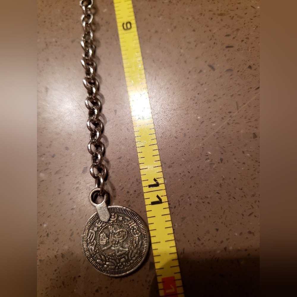 Antique silver coin ankle bracelet - Picture 4 of 6